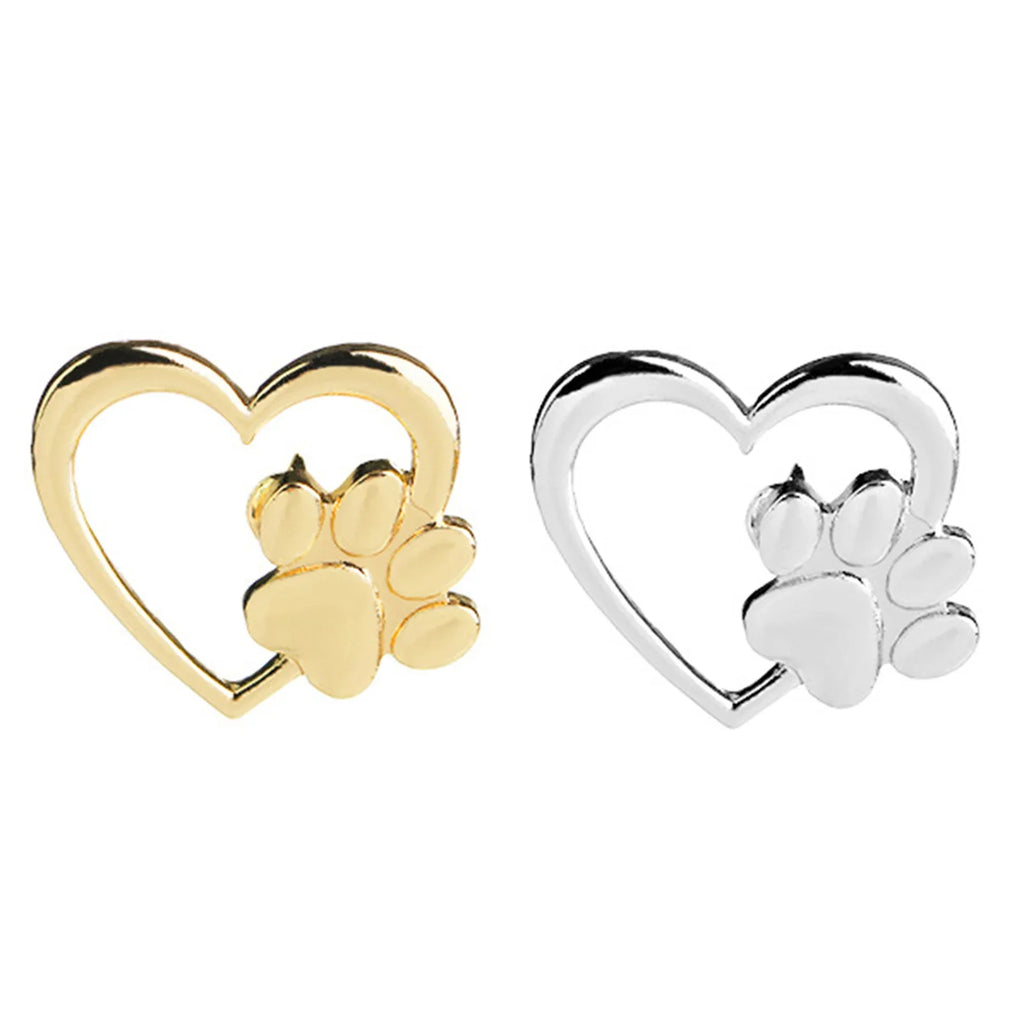 Heart & Paw Enamel Brooch Pin Set – 2pcs Dog Lover Badge