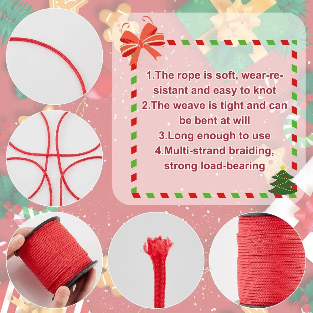 3mm Red Braided Nylon Paracord 54 Yards – Camping & DIY Rope