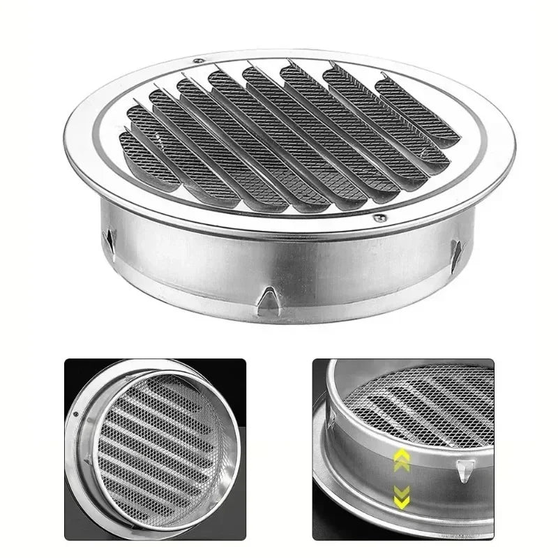 Stainless Steel Round Air Vent Grille Cover | 70–300mm Sizes