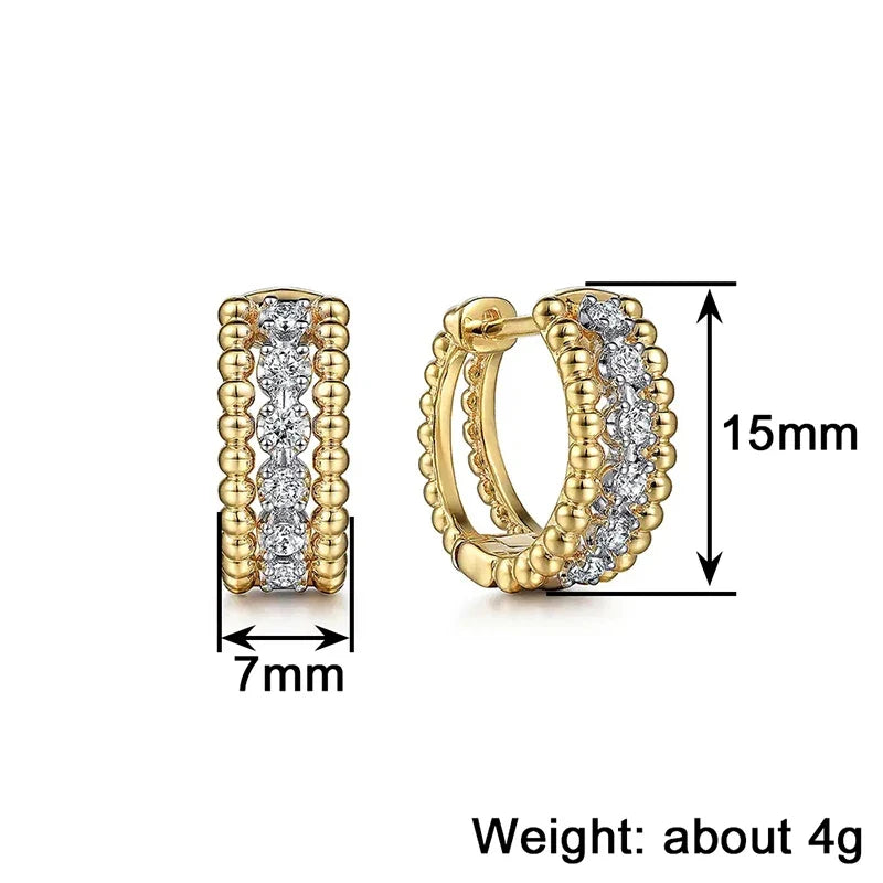 Huitan Two-Tone Hoop Earrings – Cubic Zirconia Women's Hoops