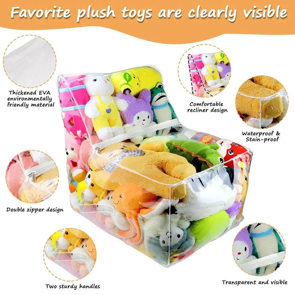 Kids Storage Stool Chair 2in1 Thickened PVC Toy Organizer Bag