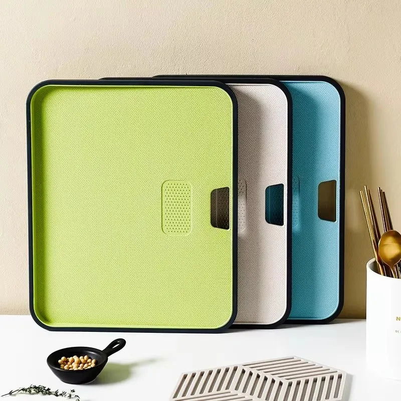 Wheat Straw Cutting Board with Garlic Grinder & Spill Guard
