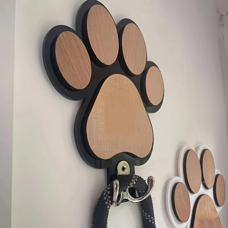 Fashionable Wooden Paw Print Wall Hooks Polished Handcrafted Towel