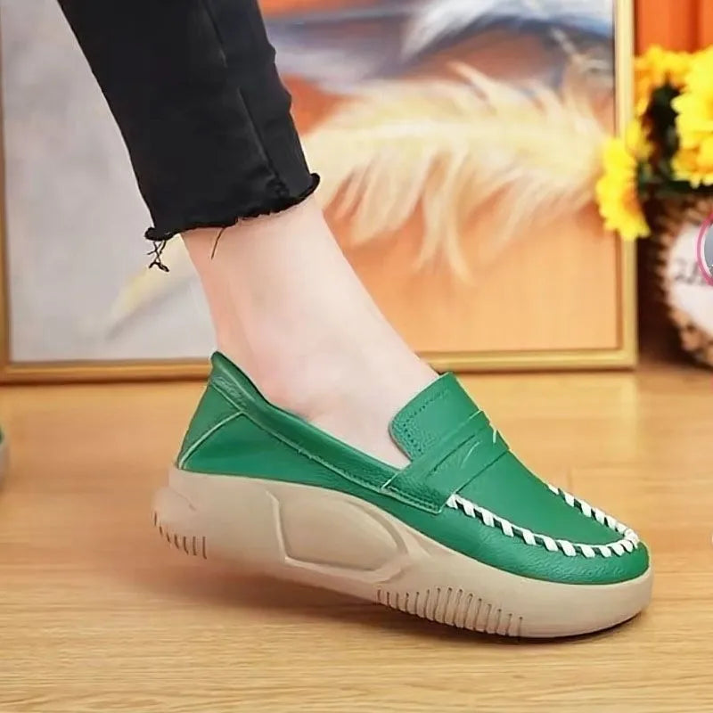YBQJOO Women's Platform Slip-On Loafers | Soft Sole Work Shoes