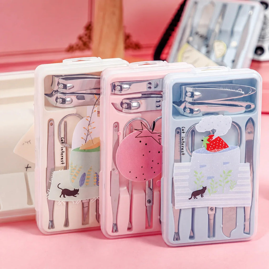 7-Piece Cute Cartoon Manicure Kit – Stainless Steel Nail Care Set