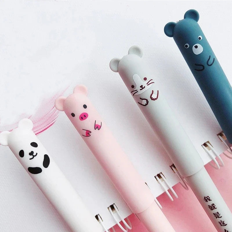 12-Pack Animal Erasable Gel Pens 0.5mm Blue & Black Ink