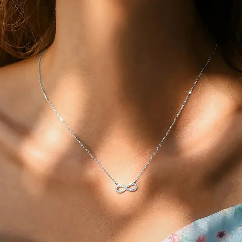 Huitan Infinity Pendant Necklace – Cubic Zirconia Women's Jewelry