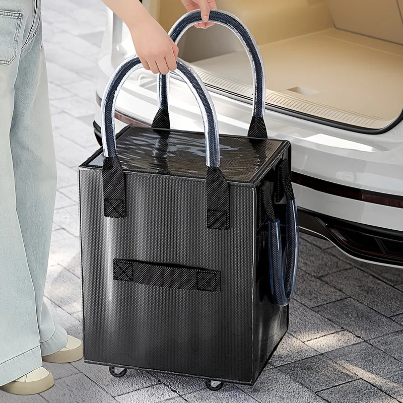 Rolling Grocery Shopping Tote – Large Wheeled Canvas Bag