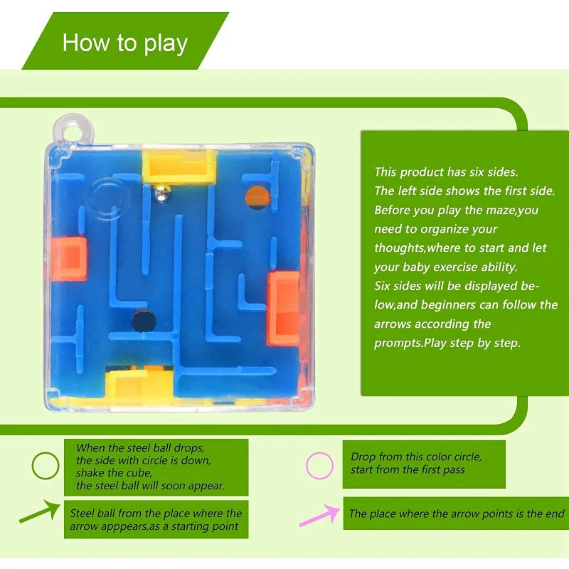 Mini 3D Maze Magic Cube | Six-Sided Labyrinth Puzzle Toy