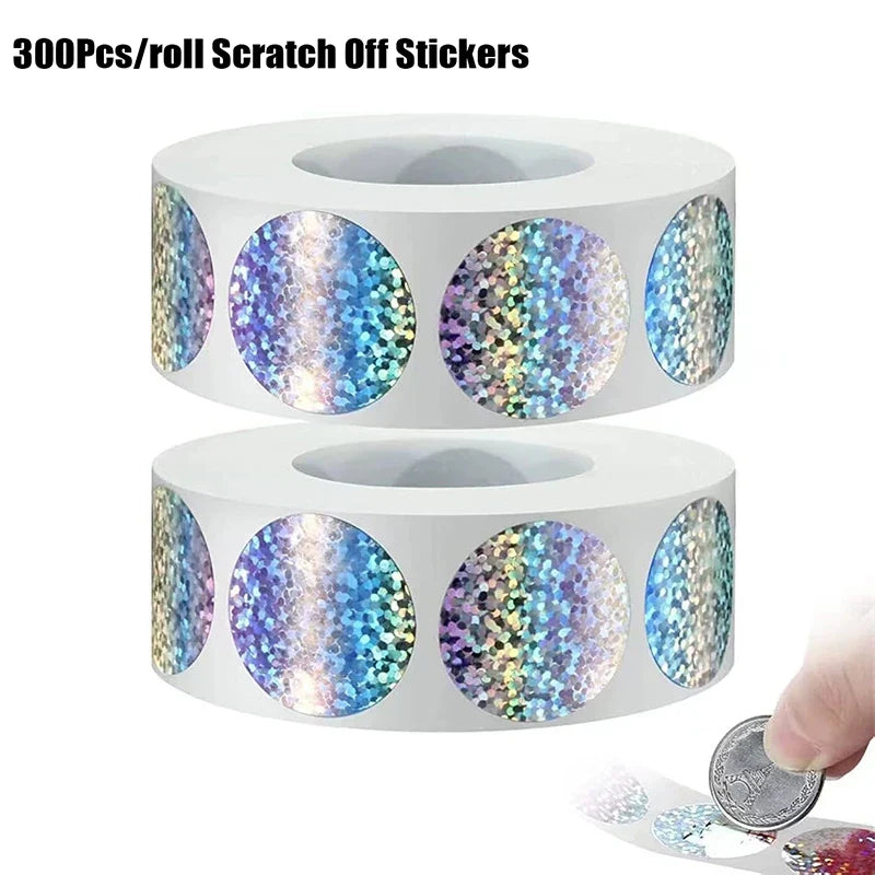 300Pcs Laser Scratch-Off Stickers 2.5cm Round Secret Code Labels