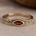 Huitan Vintage Gold-Tone Garnet Marquise CZ Ring | Women