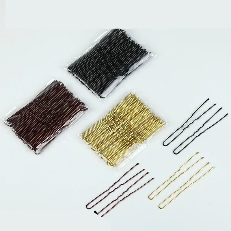 250 Pcs U-Shaped Metal Bobby Pins 7cm Waved Hair Clips Set