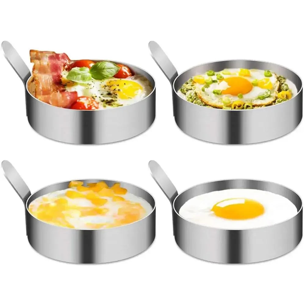 304 Stainless Steel Egg Frying Ring Mold with Heat-Resistant Handle