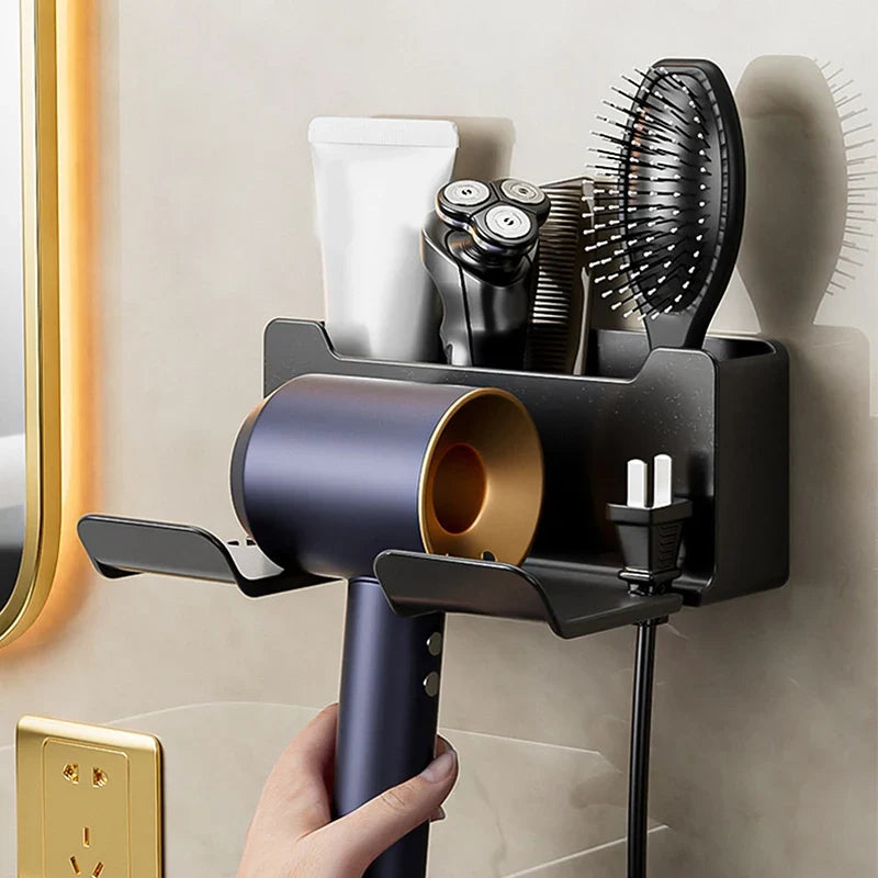 Wall Mounted Hair Dryer Holder – Punch-Free Bathroom Shelf