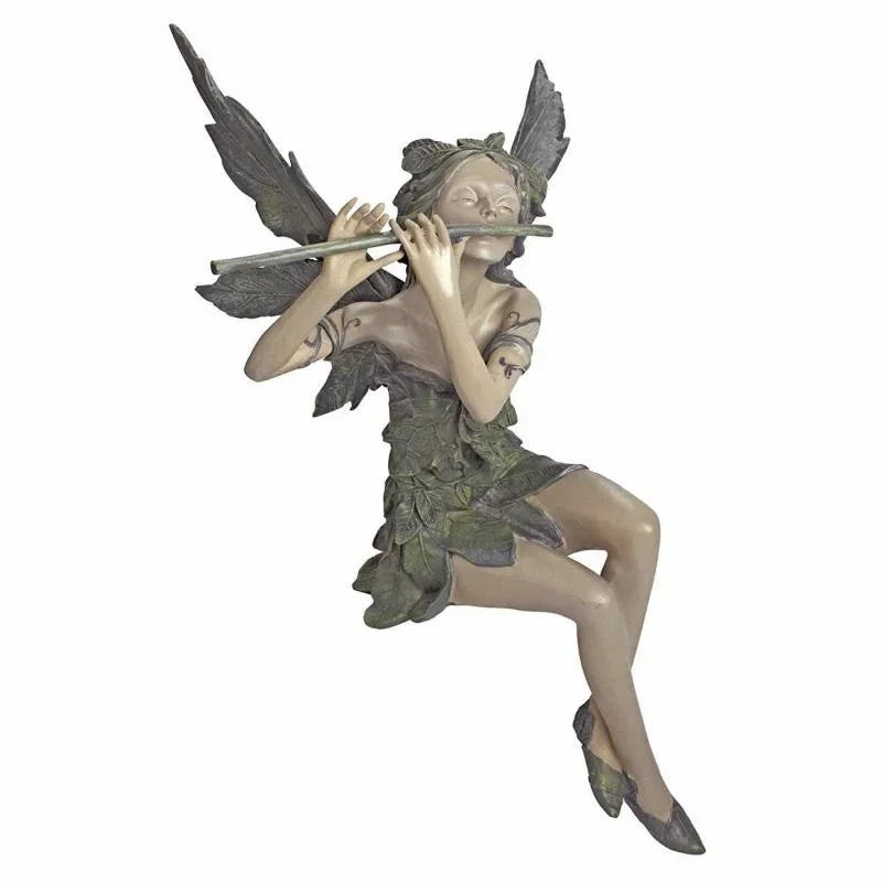 Flute Fairy Resin Garden Statue – Angel Sculpture Decor