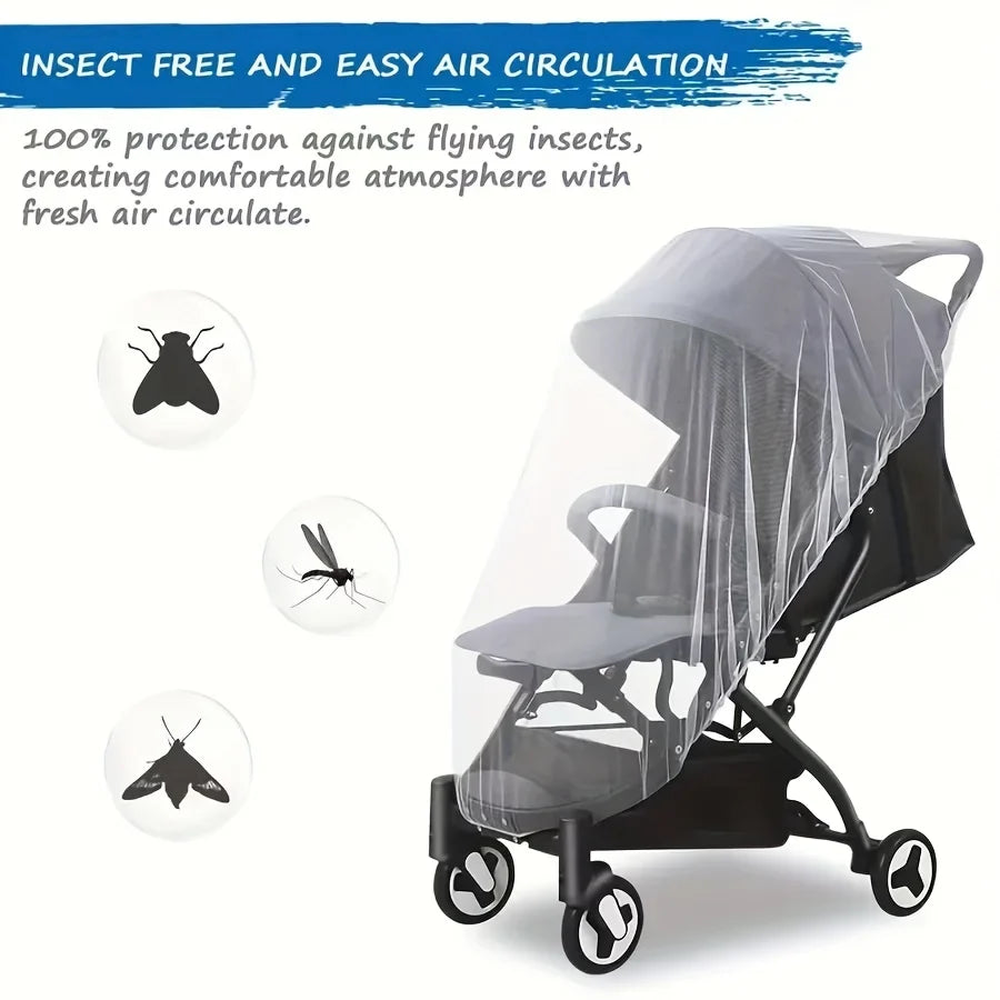 White Stretchy Mosquito Net Strollers Cribs Breathable Polyester