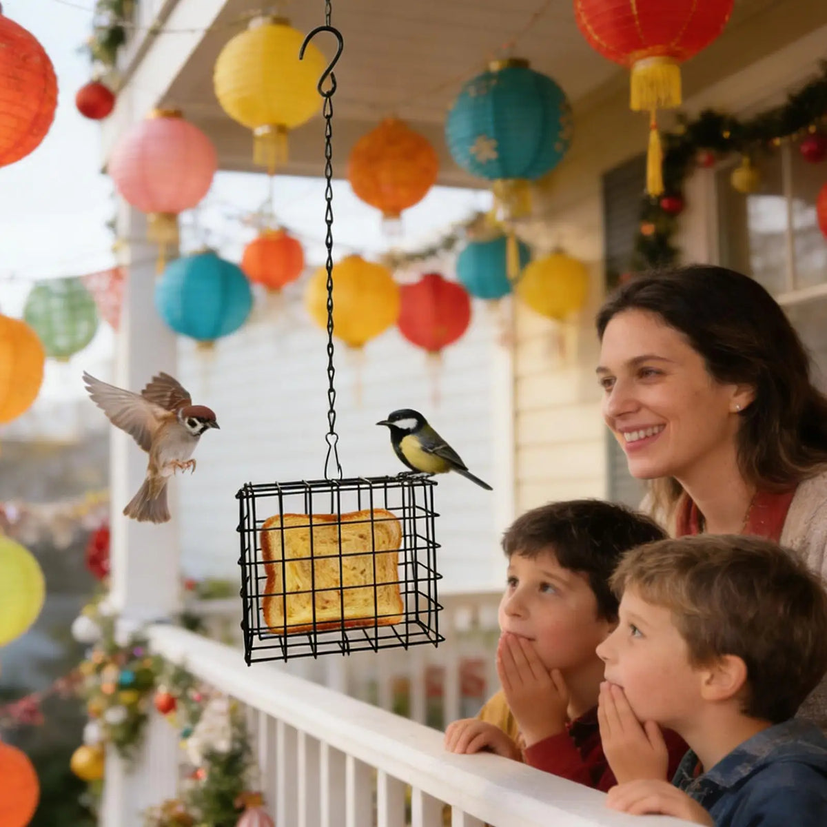 Suet Feeder Squirrel Proof Reusable Birdwatching Station Bird Balcony