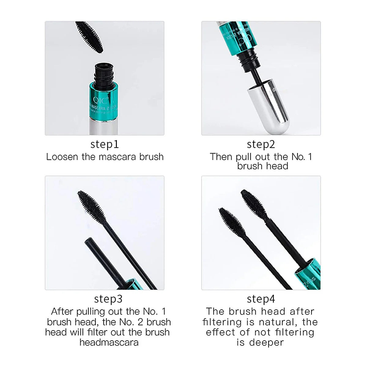 QIC Double-Ended Silk Fiber Mascara – Waterproof & Lengthening