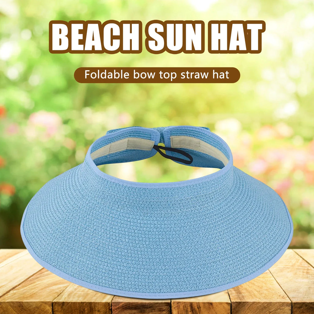 Women's Foldable Wide Brim Straw Sun Hat – UV Protection