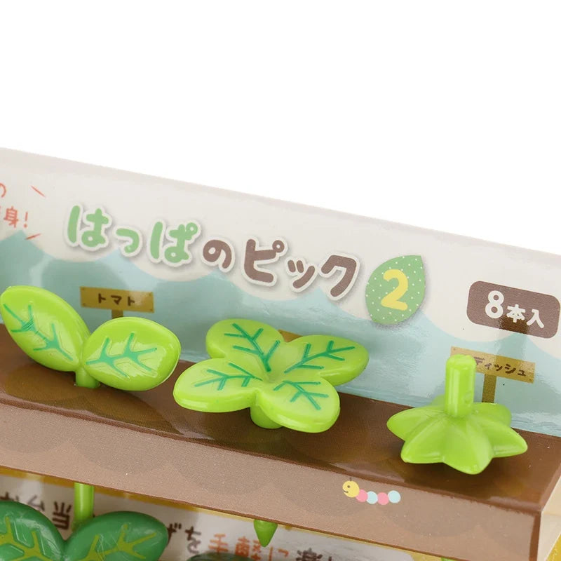 8-Piece Mini Fruit Forks – Leaf Cake & Salad Picks for Kids