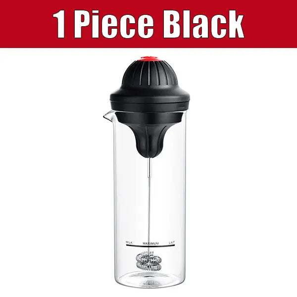 Handheld Electric Milk Frother & 500ml Glass Pitcher Set