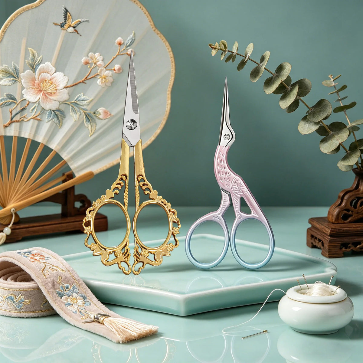 2-Piece Embroidery Scissors Set – Stainless Steel Sewing Shears