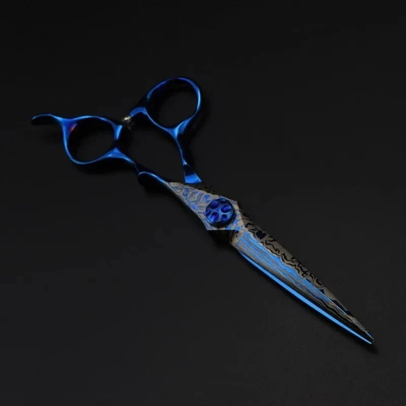 6" Blue Damascus Hair Cutting & Thinning Scissors | Pro Shears