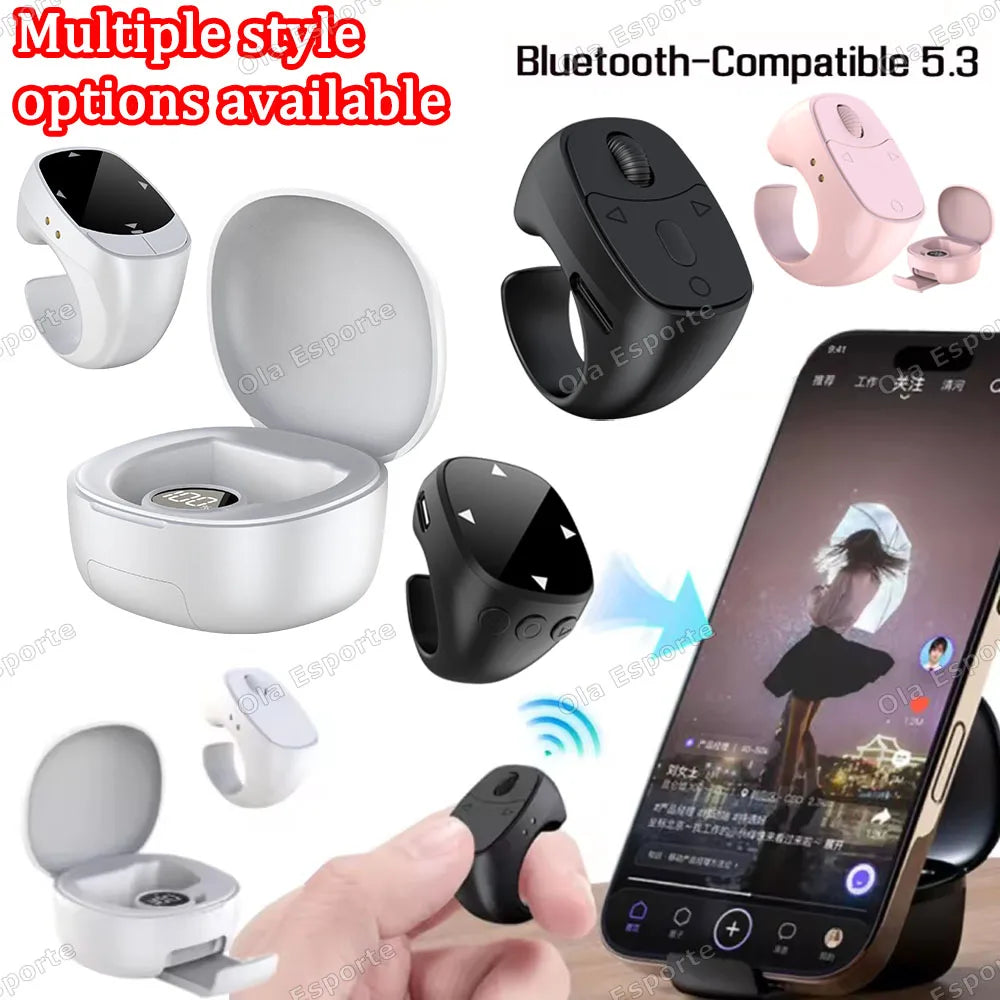 Bluetooth Fingertip Ring Remote – Selfie, Scroll & Camera Control
