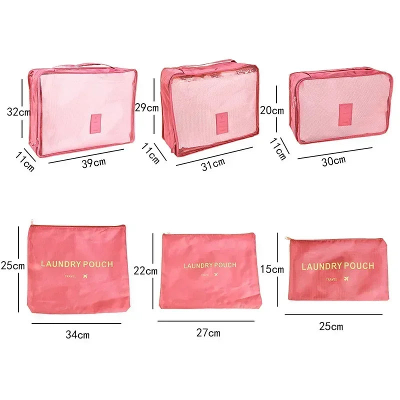 6-Piece Travel Packing Organizer Bags | Foldable Luggage Set