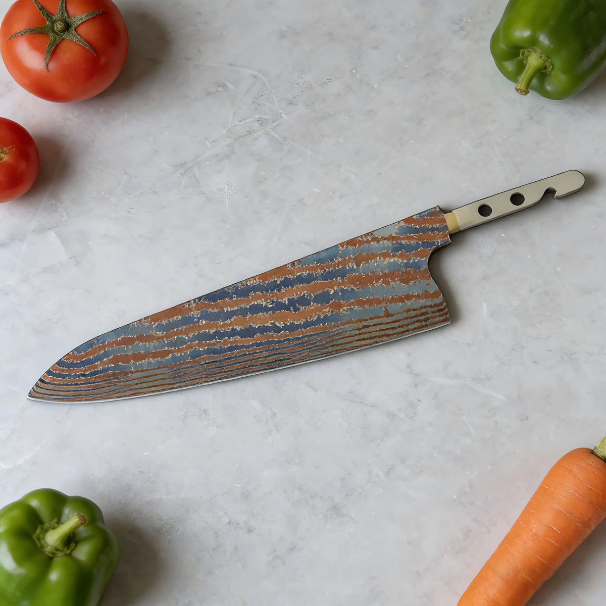 Hand Forged Damascus Timascus Chef Knife Blank Blade – DIY