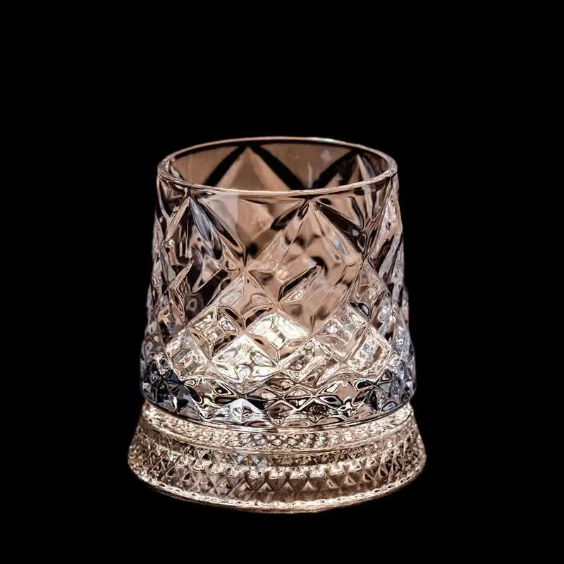 360° Rotating Whiskey Glass – Tumbler Spin Crystal Cocktail Cup