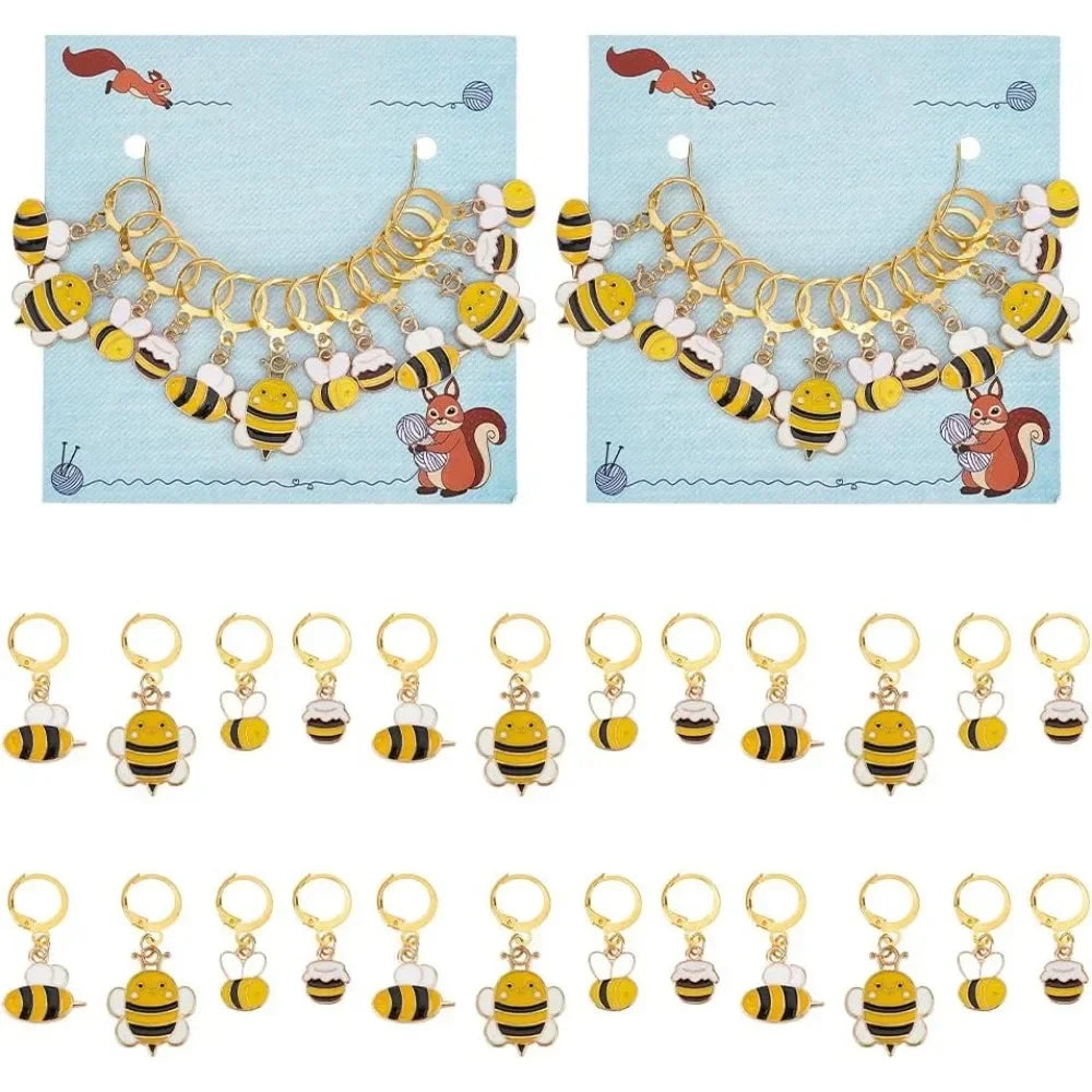 24 Pcs Bee Enamel Locking Stitch Markers for Knitting & Crochet