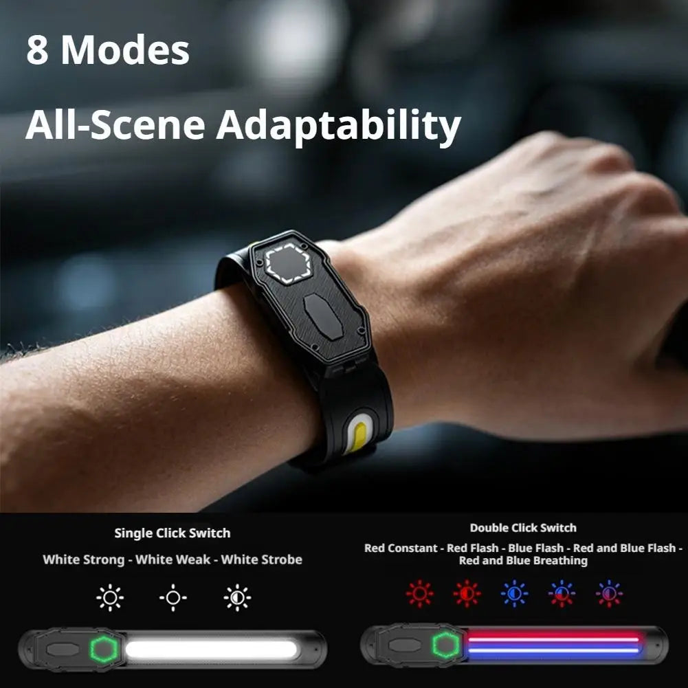 3-in-1 COB LED Headlamp Wristband USB Rechargeable Work Light
