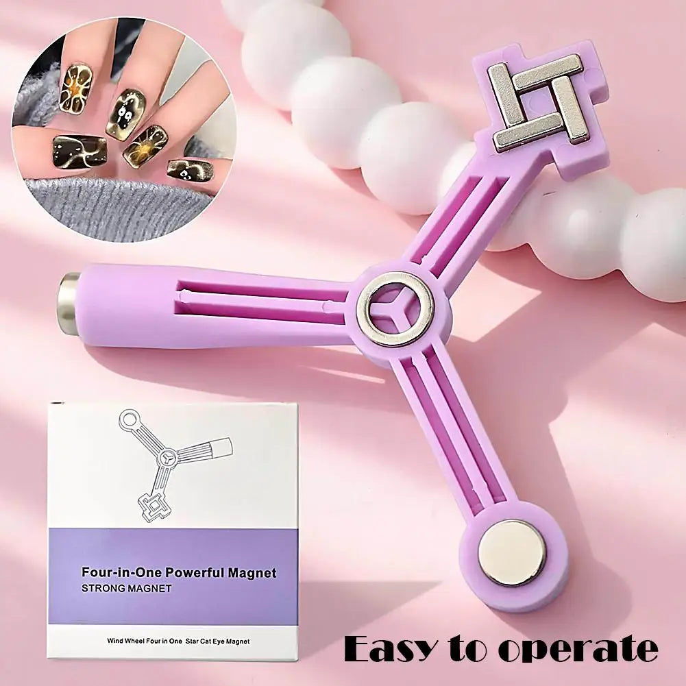 4-in-1 Cat Eye Magnet Tool – Star, Flower & French Nail Art