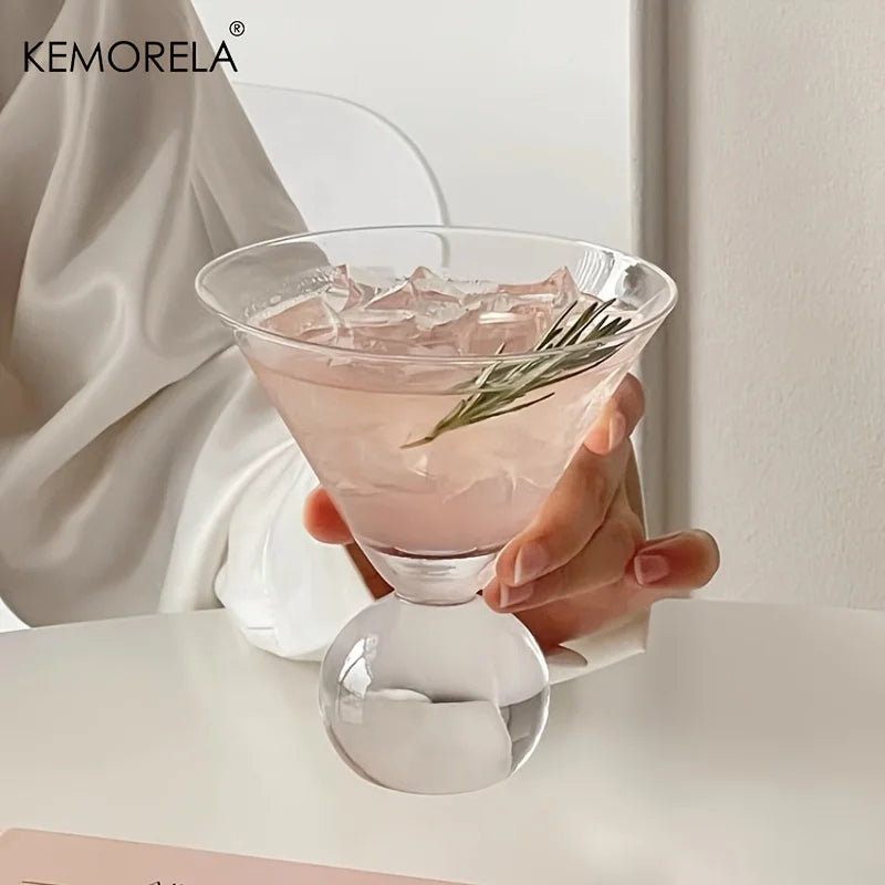 KEMORELA 260ml Beaded Martini Glass – Short Foot Cocktail Cup