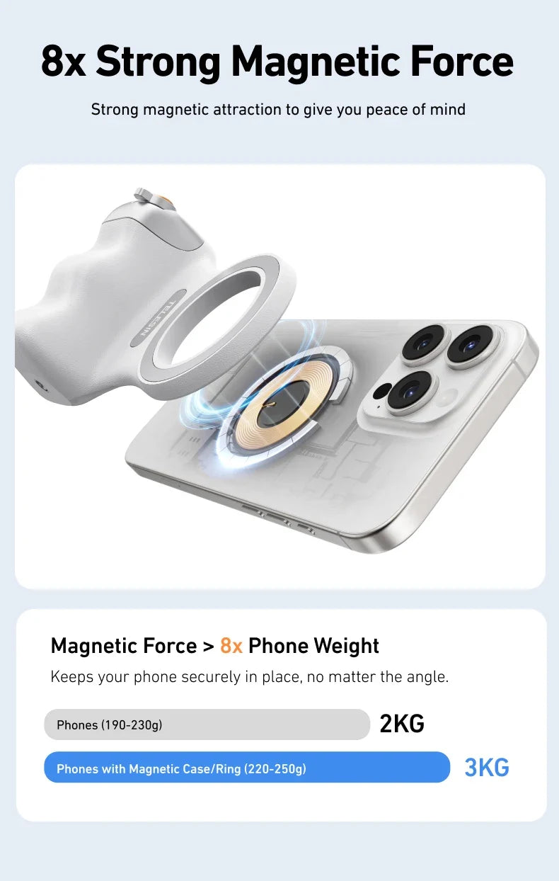 TELESIN Magnetic Phone Camera Shoot Hand Grip Holder Shooting Aid