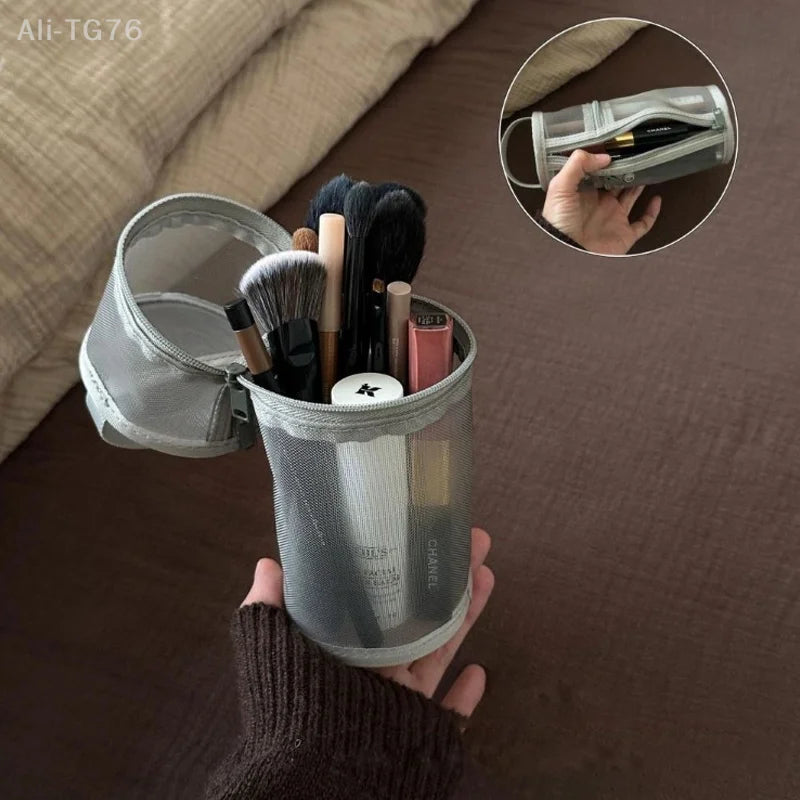 Mesh Makeup Brush Bag – Stand-Up Travel Brush Holder