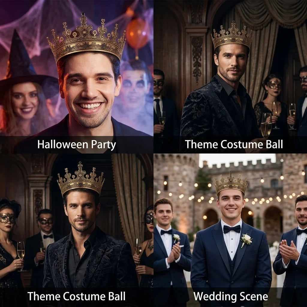 Men's Retro Alloy Crown Headpiece | Vintage Wedding Tiara