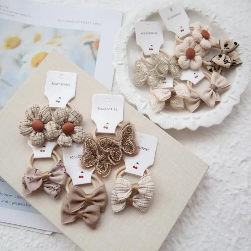 10-Pack Elastic Flower Hair Bands – Handmade Floral Hairbands