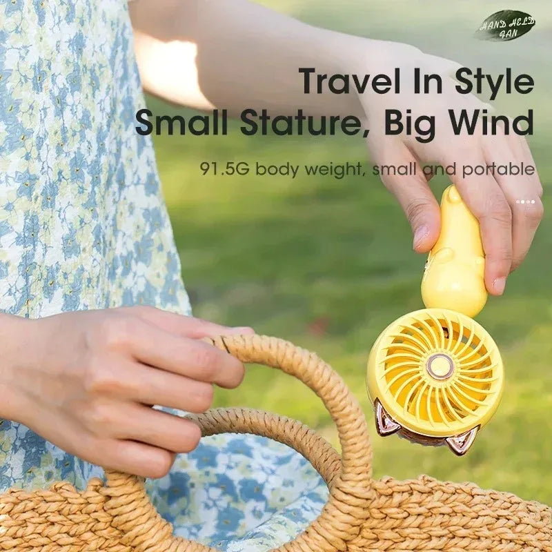 Portable Folding Mini Handheld Fan USB Rechargeable 3-Speed