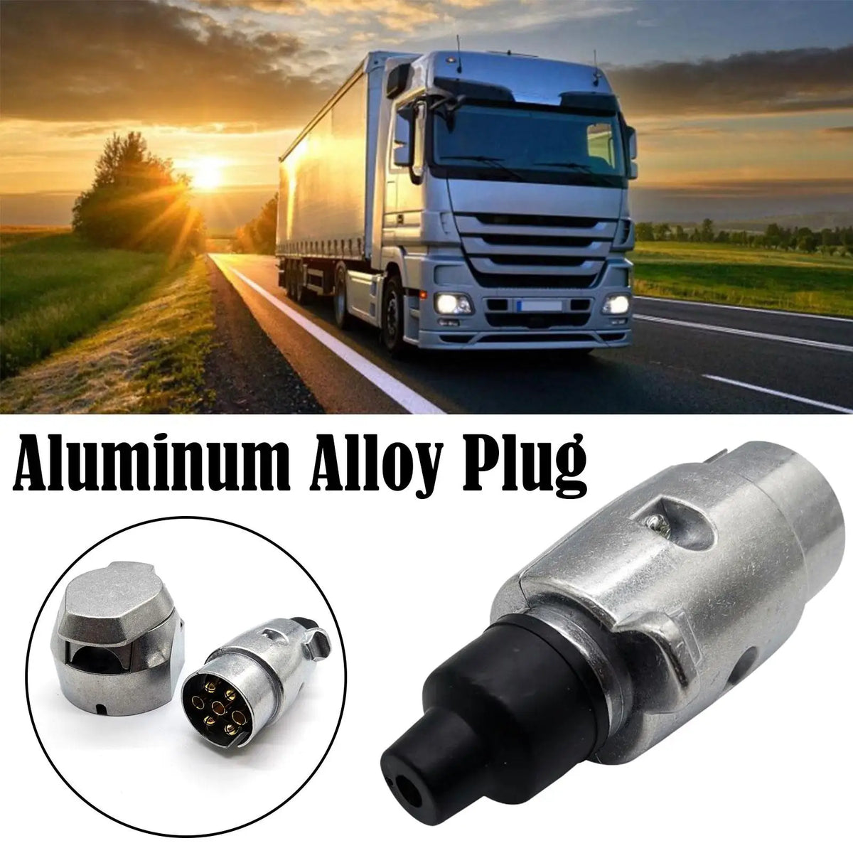 7-pin Trailer Socket Metal Aluminum Alloy 12V Circular Adapter