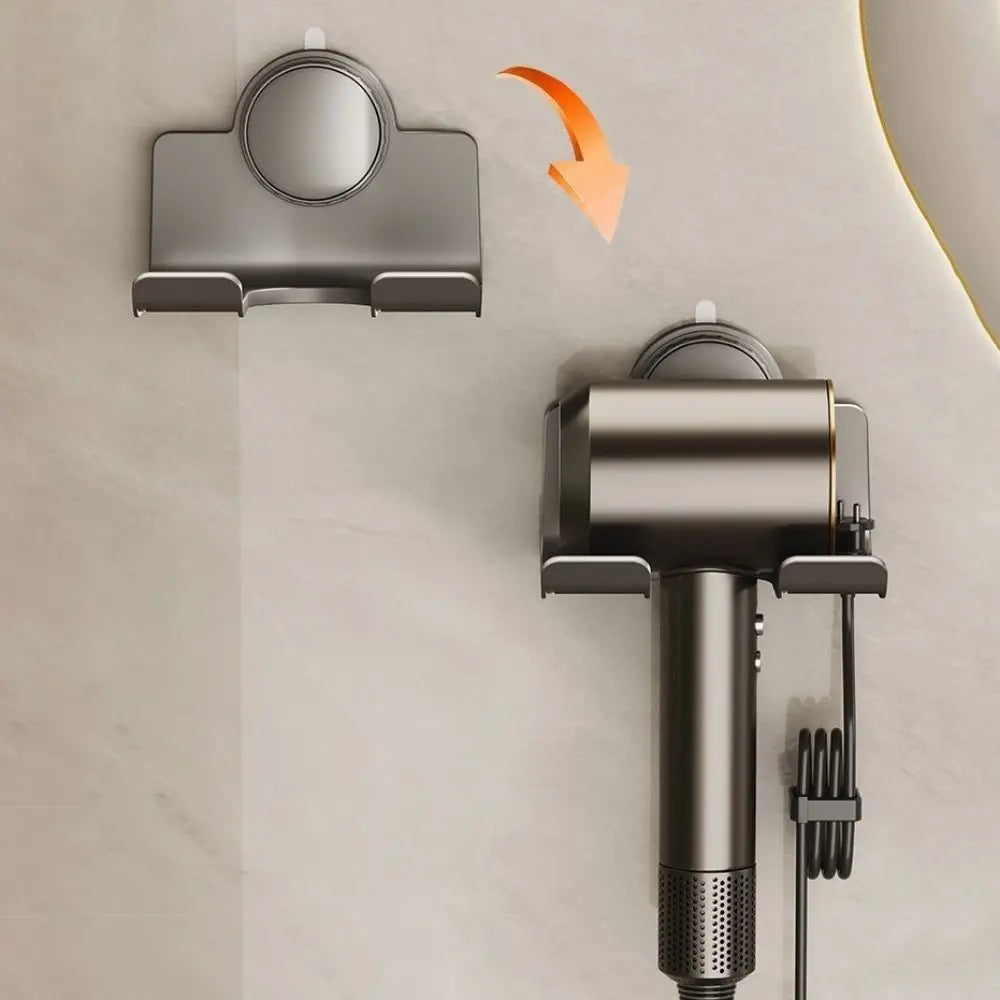 Wall-Mounted Hair Dryer Holder | No-Drill Suction Cup