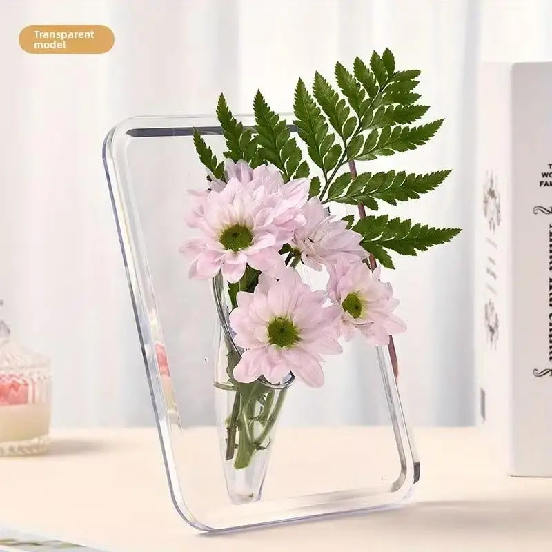 Elegant Acrylic Vase with Flowers – Modern Clear Home Decor