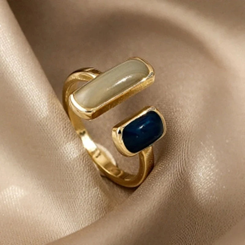 Vintage Opal Stone Open Adjustable Ring – Women's Fashion Jewelry