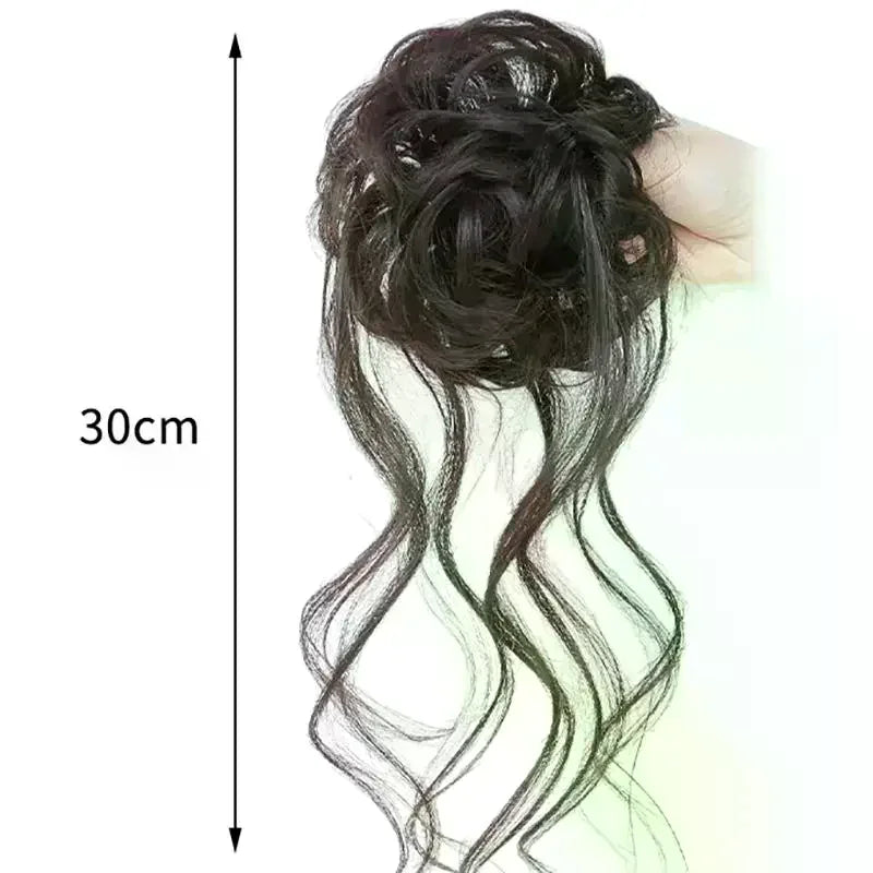 Wispy Dragon Bun Hair Extension – Messy Curly Clip-On Updo