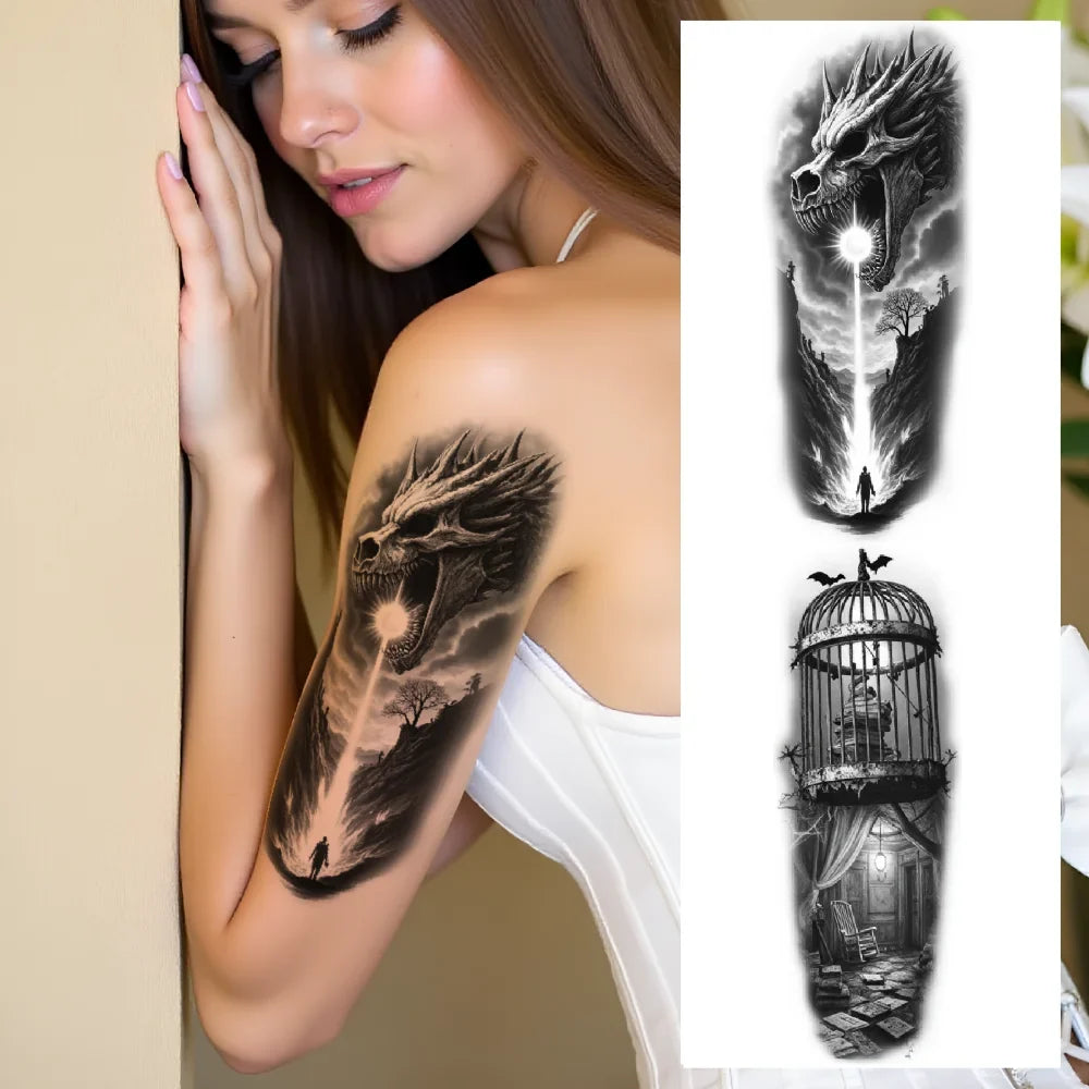 3-Pack Realistic Temporary Tattoos – Caged Creature & Nature Art