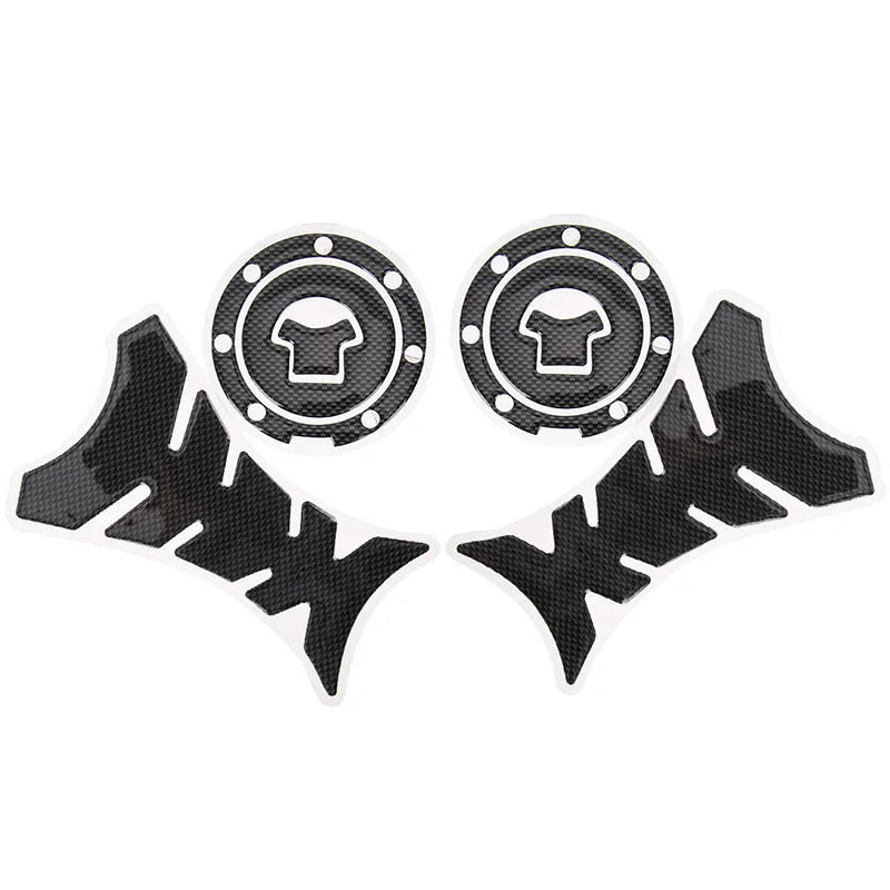 2Pcs Motorcycle 3D Carbon Fiber Fuel Tank Pad Protector Sticker