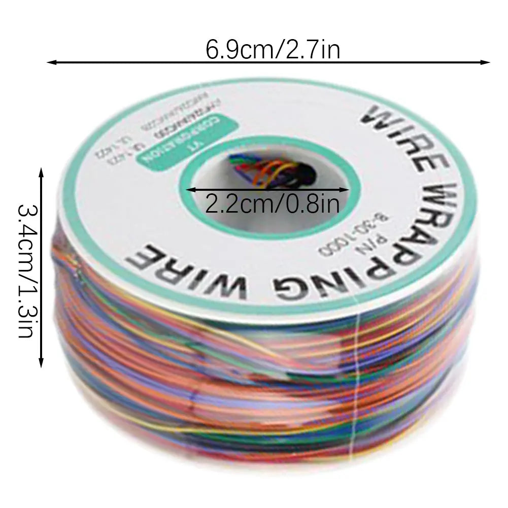 8-Color 30AWG PCB Wire Wrapping Cable 250m Spool | Tinned Copper