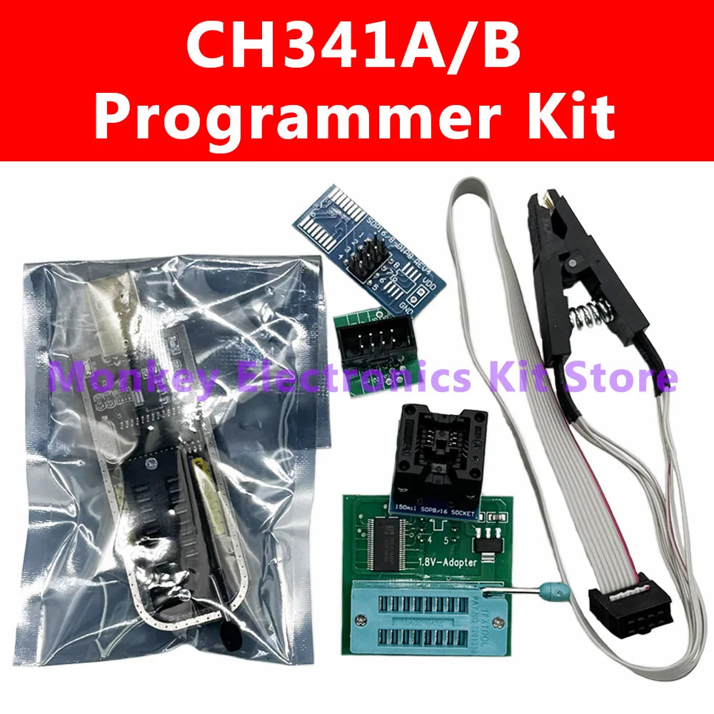 CH341A USB BIOS EEPROM Flash Programmer Kit – SOP8 & 1.8V