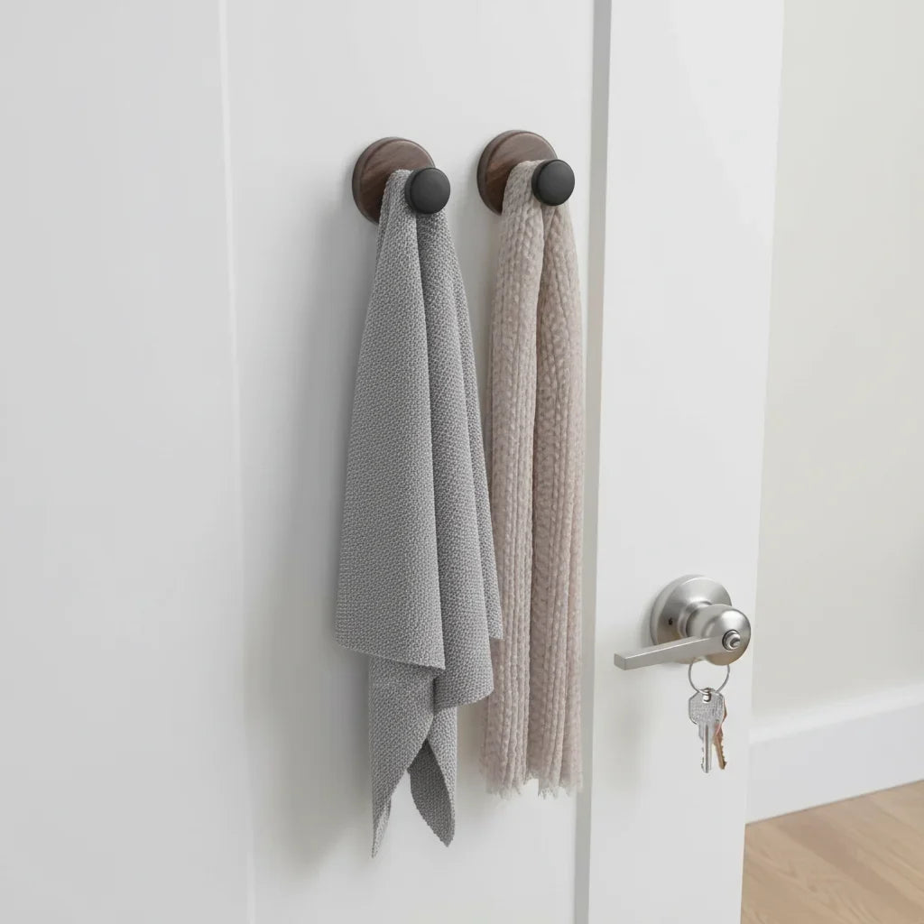 LEENKEA 2-Pack Wooden Suction Cup Hooks | No-Drill Wall Hooks